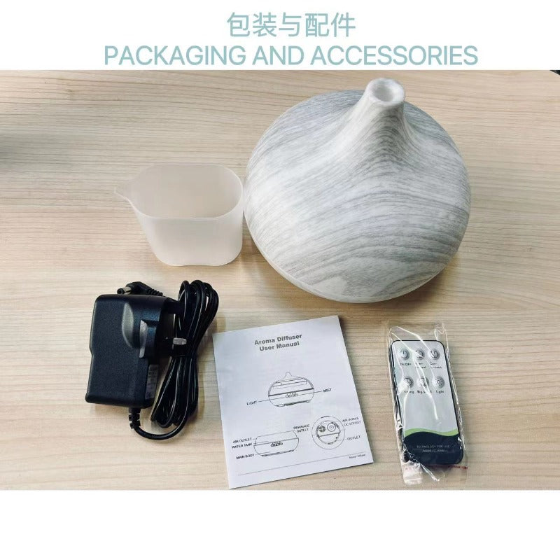 超聲波木紋香薰加濕器 500ML Ultrasonic Wood Grain Aromatherapy Humidifier