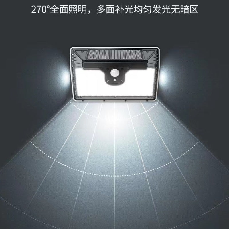 太陽能室外壁燈100LED戶外壁燈庭院照明防水人體感應壁燈Solar Outdoor Waterproof Wall Light