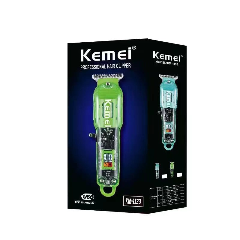 KEMEI電動理髮器KM-1133透明理髮器專業雕刻剪電動理髮剪充電式便攜電推剪Rechargeable Electric Hair Cutter