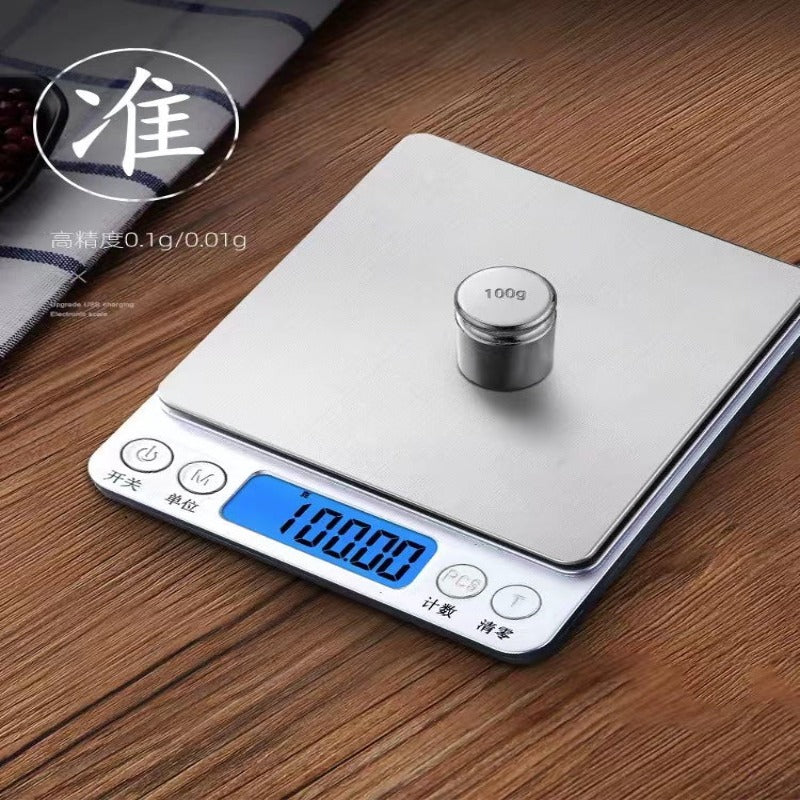 i2000電子珠寶秤廚房充電食物秤便攜式烘焙秤電子平台秤Electronic Platform Scale